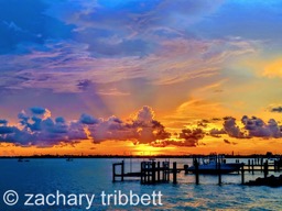 Sunset Behind the Docks of Sunset Beach, Florida